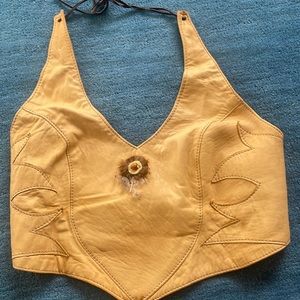 Yellow Crop Top with Floral Detail
